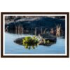 Lava Rocks In Pond Iceland Framed Poster